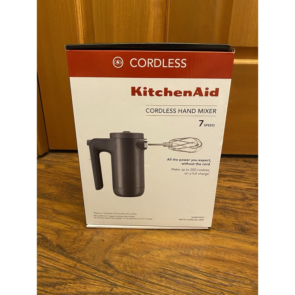 Brand New KitchenAid KHMB732DG 7-Speed Cordless Hand Mixer Matte Charcoal Gray